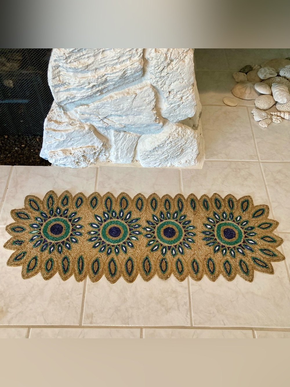 NWT 13” x 36” beaded table runner by “Jewel of Mumbai